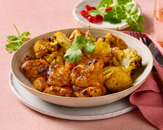 Tandoori Chicken with Roasted Spiced Cauliflower and Chat Potato